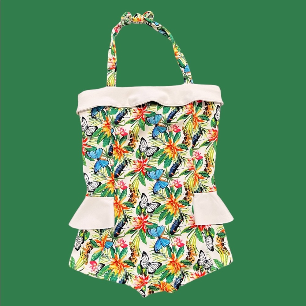 TQTA Girls Butterfly One piece Swimsuit.